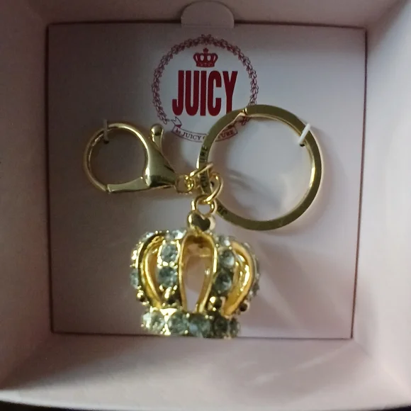 Juicy By Juicy Couture Gold Tone Crown Key Chain - Picture 6 of 12